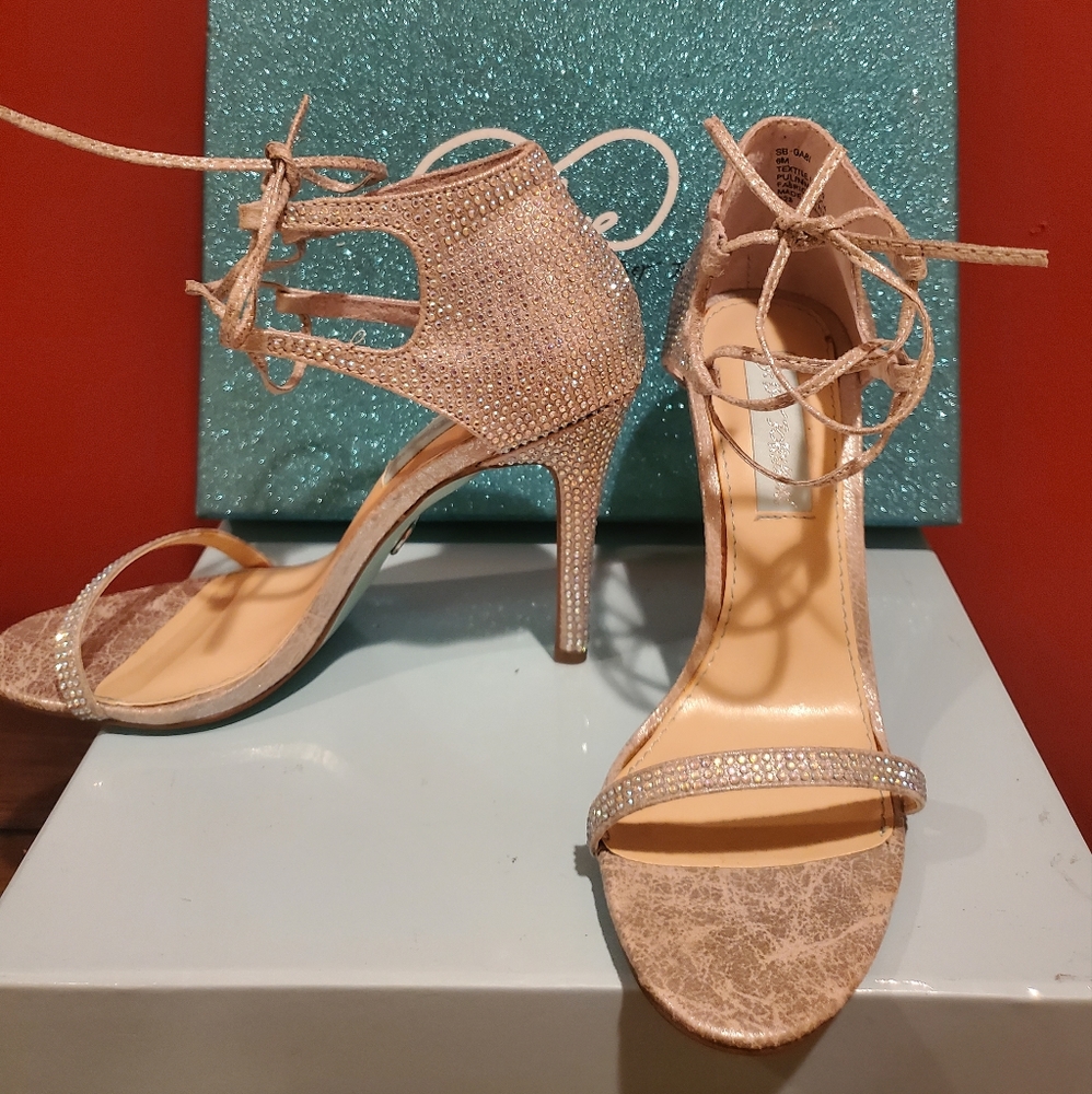 Betsey Johnson silver rhinestone heels